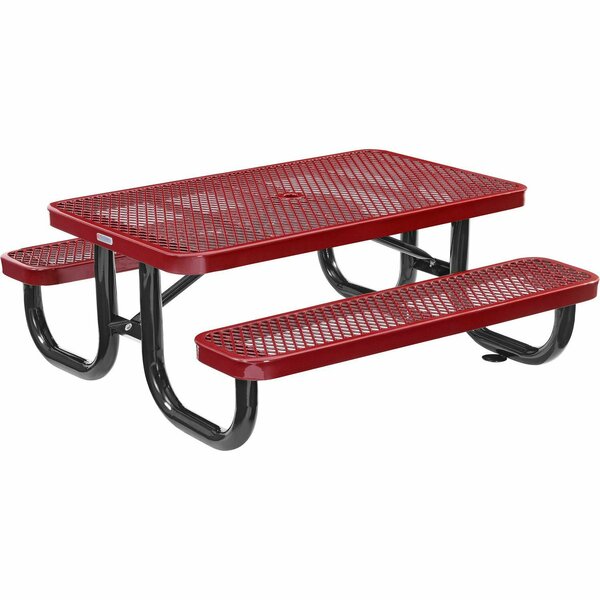 Global Industrial 4ft Rectangular Kids Picnic Table, Expanded Metal, Red 695485KRD